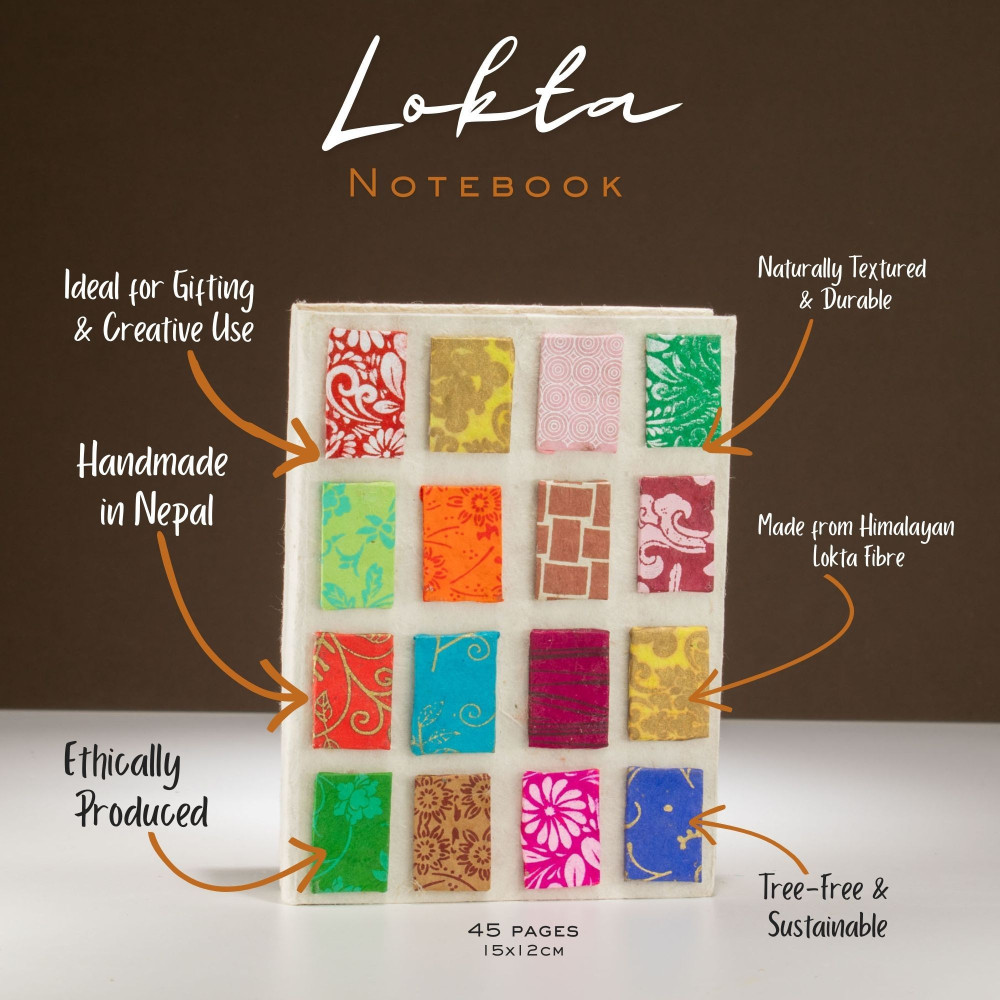 Carnet Lokta Mini Tiles - Format moyen (15 x 12 cm) - 45 feuilles - Naturel