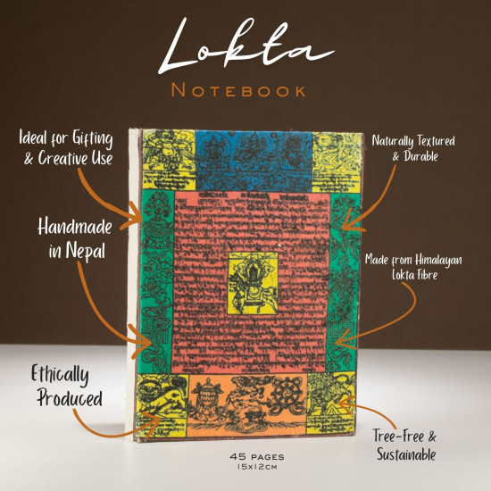 Carnet de prières traditionnel Lokta - Format moyen (15 x 12 cm) - 45 feuilles - Naturel