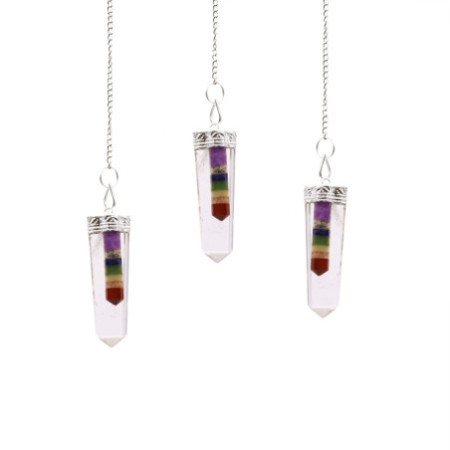 Cristal - Pendentifs plats à pointe fine délimités par 7 chakras