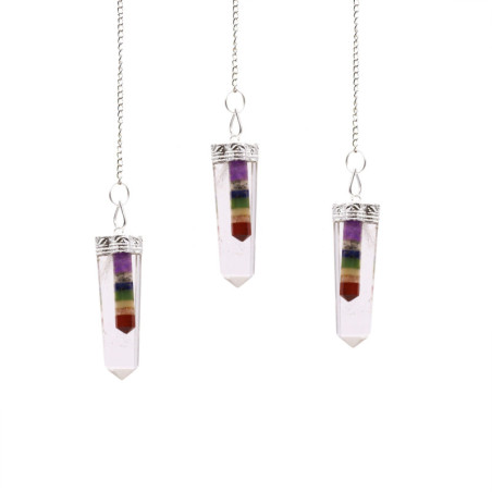 Cristal - Pendentifs plats à pointe fine délimités par 7 chakras