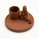 Porte-encens Bouddha multi-usages - Style terre cuite naturelle