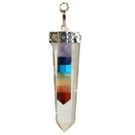Cristal - Pendentifs plats à pointe fine délimités par 7 chakras