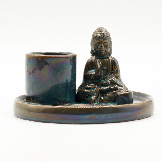Porte-encens Bouddha multi-usages - Céramique bleue