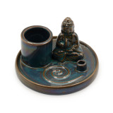 Porte-encens Bouddha multi-usages - Céramique bleue