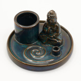 Porte-encens Bouddha multi-usages - Céramique bleue