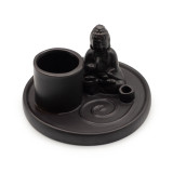 Porte-encens Bouddha multi-usages - Céramique noire mate