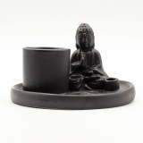 Porte-encens Bouddha multi-usages - Céramique noire mate