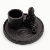 Porte-encens Bouddha multi-usages - Céramique noire mate