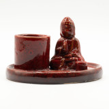 Porte-encens Bouddha multi-usages - Céramique rouge doux