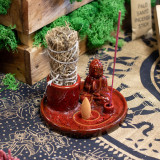 Porte-encens Bouddha multi-usages - Céramique rouge doux