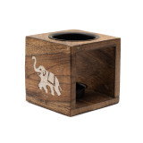 Brûleur à huile de bois de manguier carré - Éléphant
