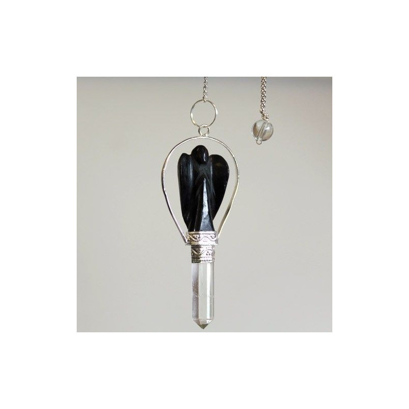 Pendule d'ange avec anneau - Agate noire