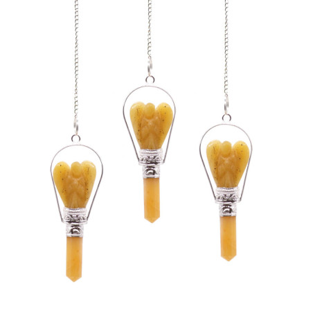 Pendule d'ange avec anneau - Quartz jaune