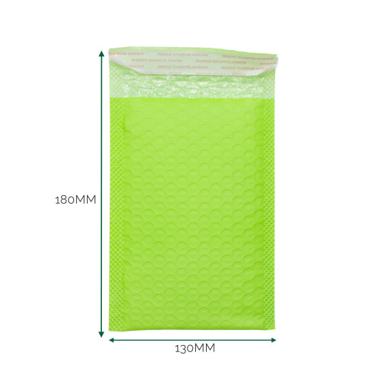 Enveloppe à bulles en polyéthylène vert (130 x 180 + 40 mm)