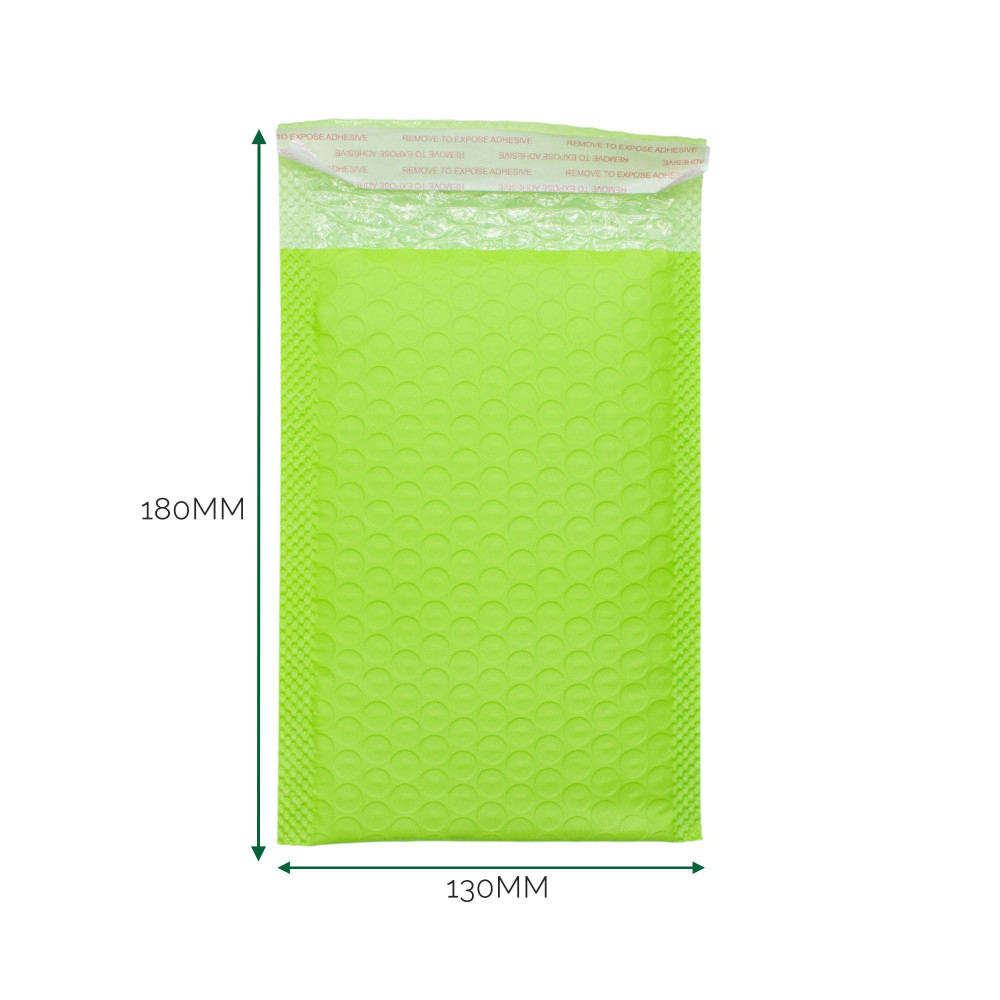 Enveloppe à bulles en polyéthylène vert (130 x 180 + 40 mm)
