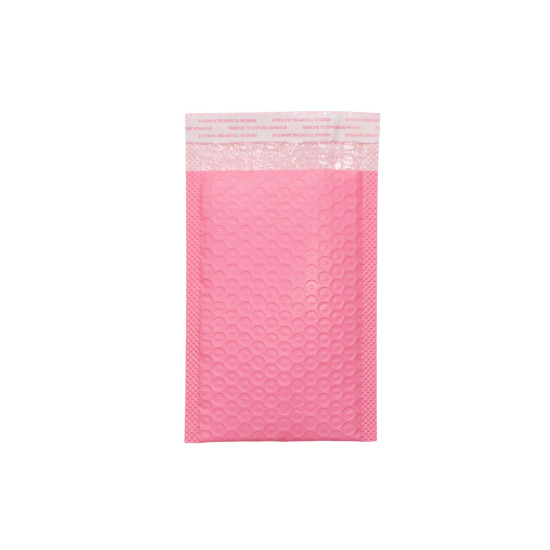 Enveloppe à bulles rose en polyéthylène (130 x 180 + 40 mm)