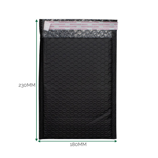 Enveloppe à bulles en polyéthylène noir (180 x 230 + 40 mm)