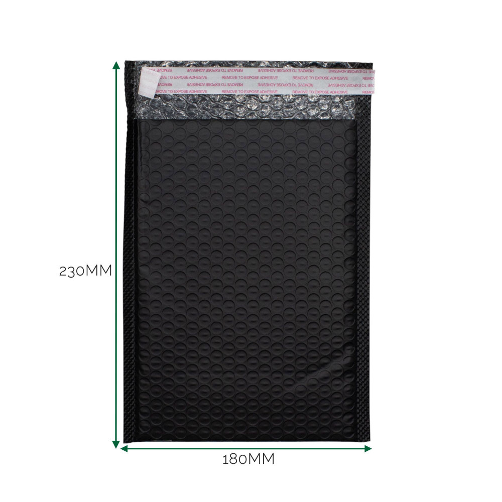 Enveloppe à bulles en polyéthylène noir (180 x 230 + 40 mm)