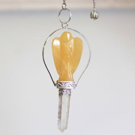 Pendule d'ange avec anneau - Quartz jaune