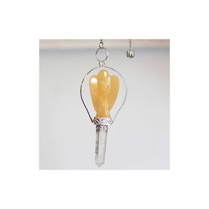 Pendule d'ange avec anneau - Quartz jaune