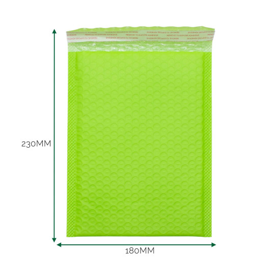 Enveloppe à bulles en polyéthylène vert (180 x 230 + 40 mm)
