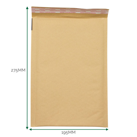 Enveloppe matelassée Kraft à bulles (195 x 275 + 40 mm)