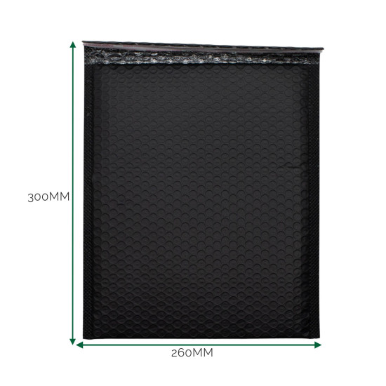 Enveloppe à bulles en polyéthylène noir (260 x 300 + 40 mm)