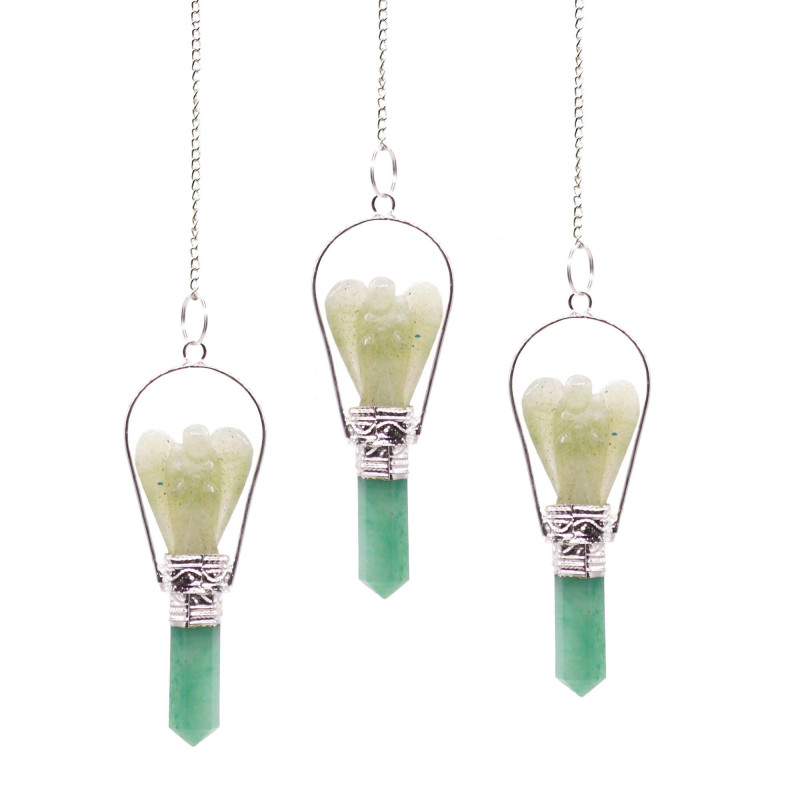 Pendule d'ange avec anneau - Aventurine verte