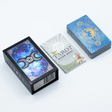 Jeu de cartes de tarot à feuille bleue - Visage de la Lune - avec livret