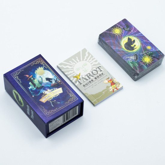 Jeu de cartes de tarot à feuille violette - Tarot de la sorcière - avec livret