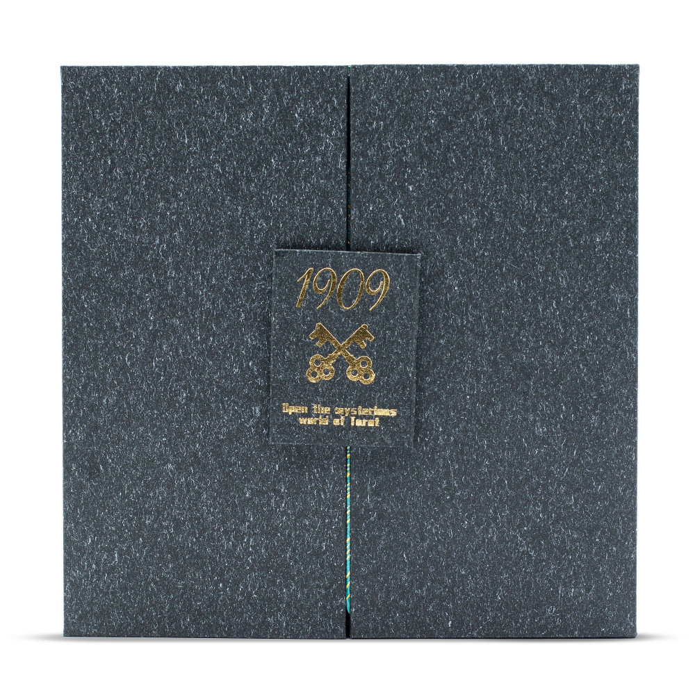 Coffret cadeau de tarot avec feuille d'or et turquoise