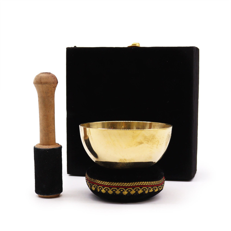 Coffret cadeau bol chantant en laiton - 9 cm