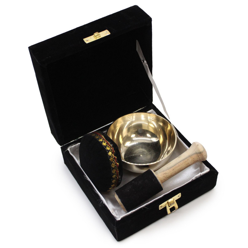 Coffret cadeau bol chantant en laiton - 9 cm