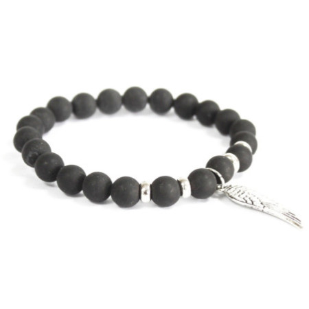 Bracelet Aile d'ange / Agate noire - Pierres précieuses