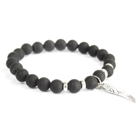 Bracelet Aile d'ange / Agate noire - Pierres précieuses