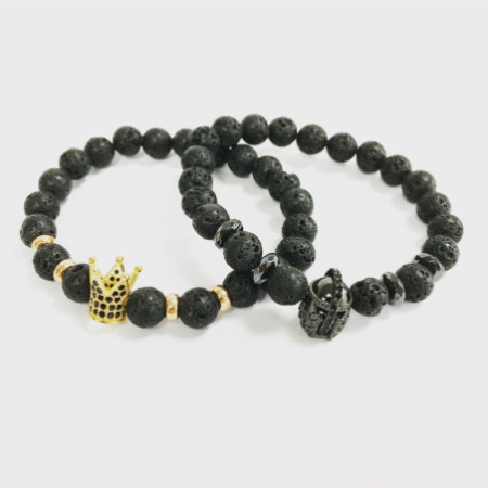 Bracelet Aile d'ange / Agate noire - Pierres précieuses
