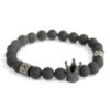 Couronne de cristal / Agate noire - Bracelet en pierres précieuses
