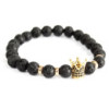 Couronne en or / Pierre de lave - Bracelet en pierres précieuses