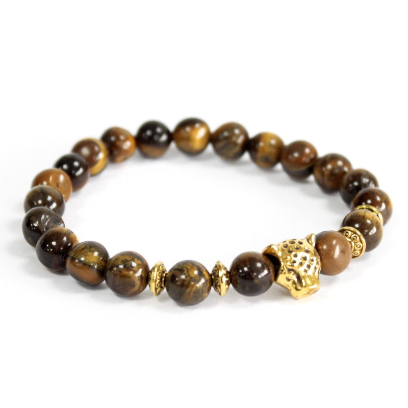 Bracelet en or et pierre précieuse œil de tigre