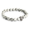 Bracelet en pierres précieuses avec tête de mort en étain et agate grise