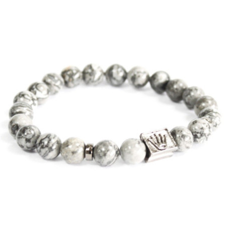 Bracelet en lingot de couronne / agate grise - Pierre précieuse