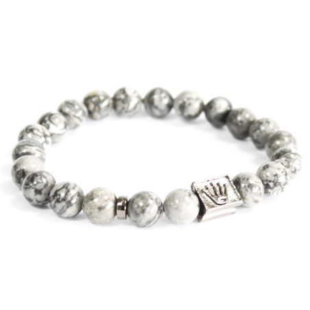 Bracelet en lingot de couronne / agate grise - Pierre précieuse