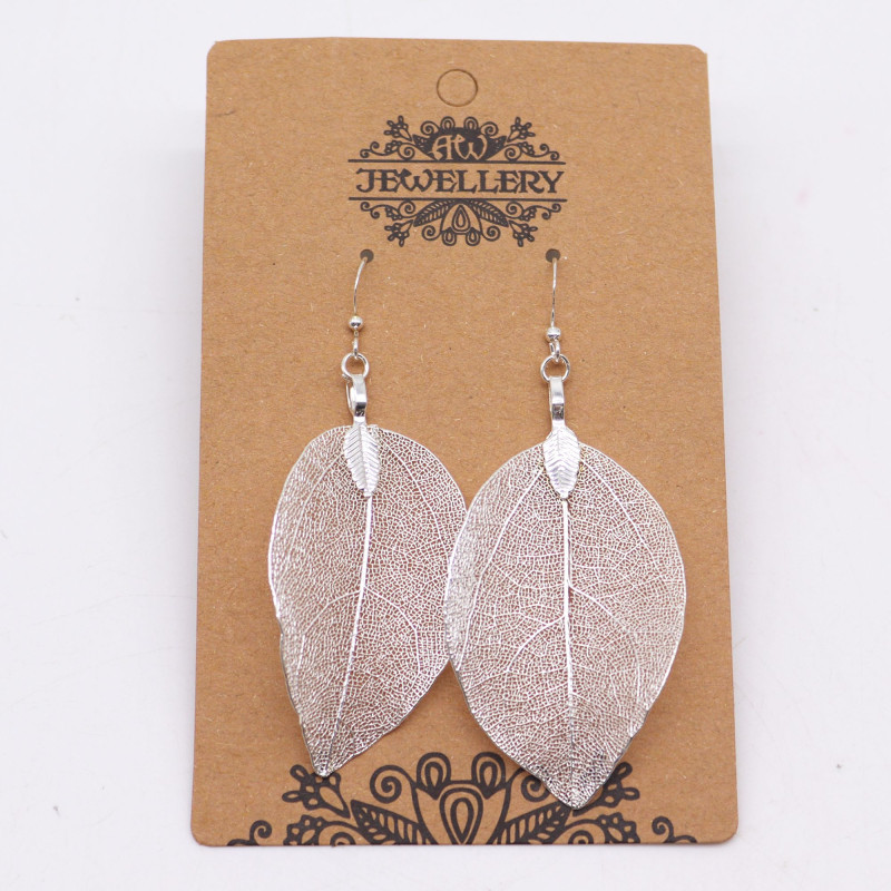 Boucles d'oreilles - Feuille de bravoure - Argent