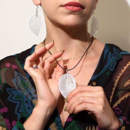 Boucles d'oreilles - Feuille de bravoure - Argent