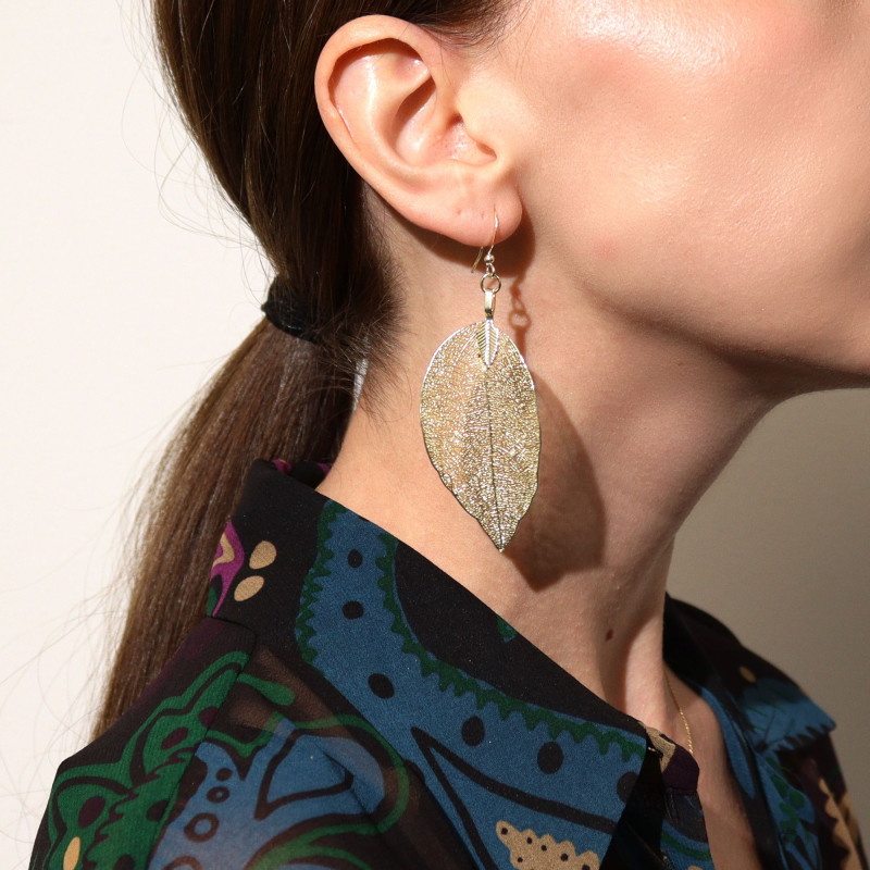 Boucles d'oreilles - Feuille de bravoure - Or