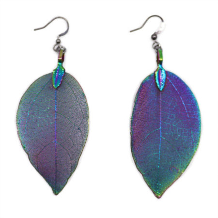 Boucles d'oreilles - Feuille de bravoure - Arc-en-ciel