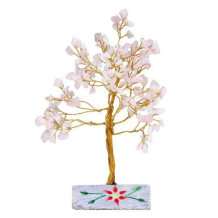 Arbre à pierres précieuses en quartz rose - 160 pierres