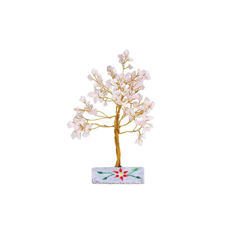 Arbre à pierres précieuses en quartz rose - 160 pierres