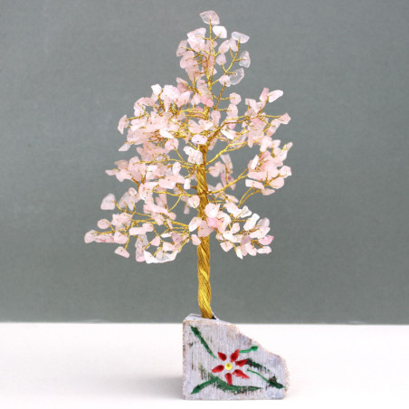 Arbre à pierres précieuses en quartz rose - 320 pierres