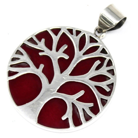 Pendentif Arbre de Vie en Argent 30 mm - Effet Corail